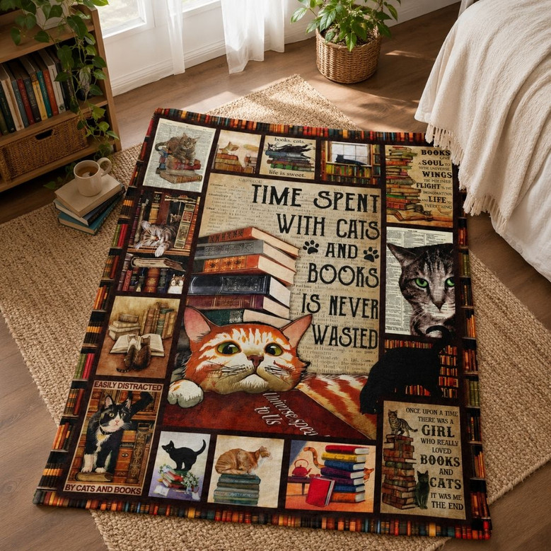 Cats & Books Blanket - Cozy Gift for Cat Loving Readers Cats & Books Blanket - Cozy Gift for Cat Loving Readers