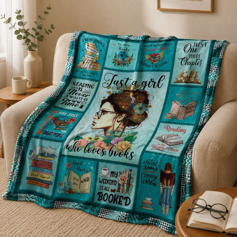 Just a Girl Who Loves Books Blanket - Bookworm Gift Just a Girl Who Loves Books Blanket - Bookworm Gift