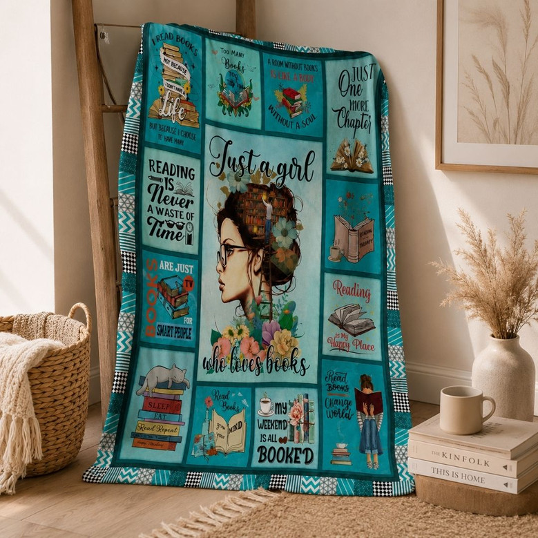 Just a Girl Who Loves Books Blanket - Bookworm Gift Just a Girl Who Loves Books Blanket - Bookworm Gift