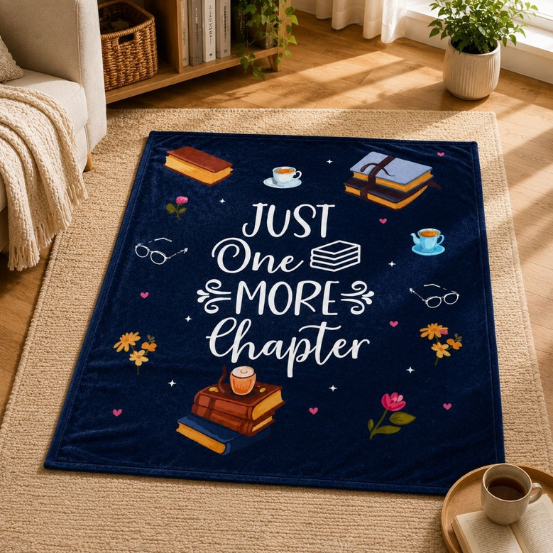 Just One More Chapter Blanket - Reader Gift for Bookworms