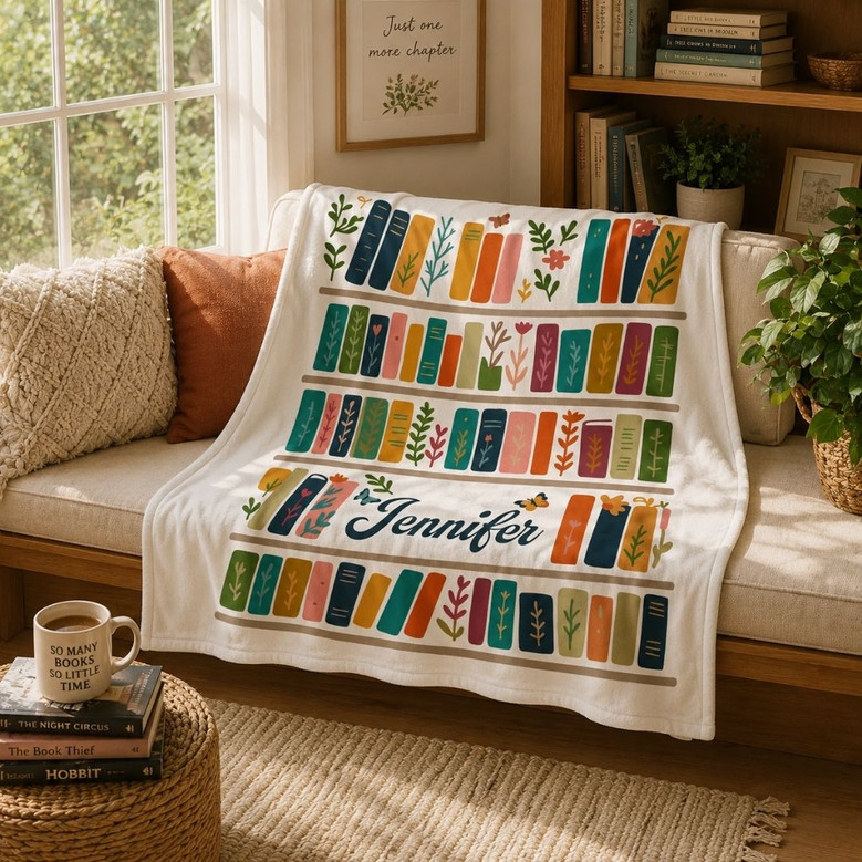 Personalized Book Lover Blanket - Custom Reader Gift