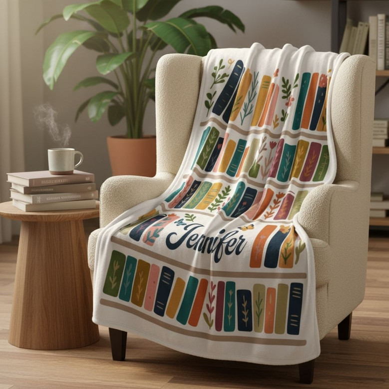 Personalized Book Lover Blanket - Custom Reader Gift