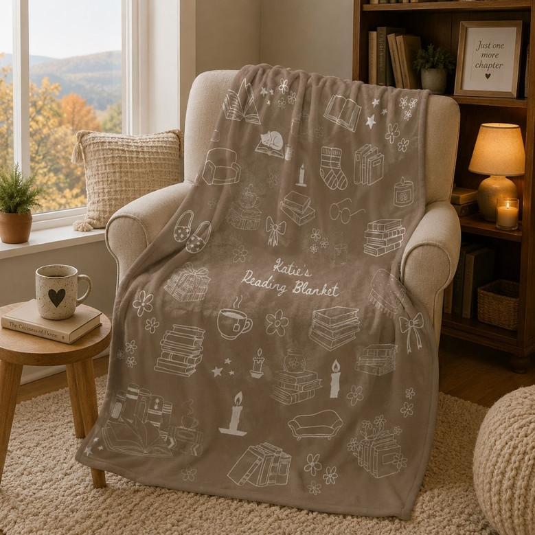 Personalized Reading Blanket - Custom Name Gift for Readers