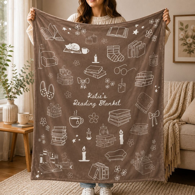 Personalized Reading Blanket - Custom Name Gift for Readers