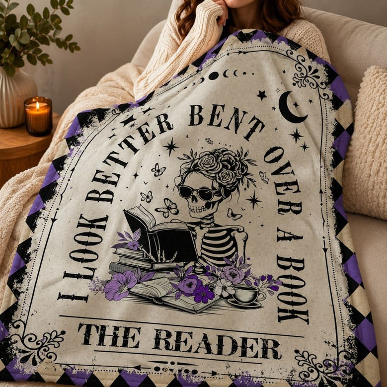 Spicy Reader Blanket - Gothic Skeleton Book Lover Gift
