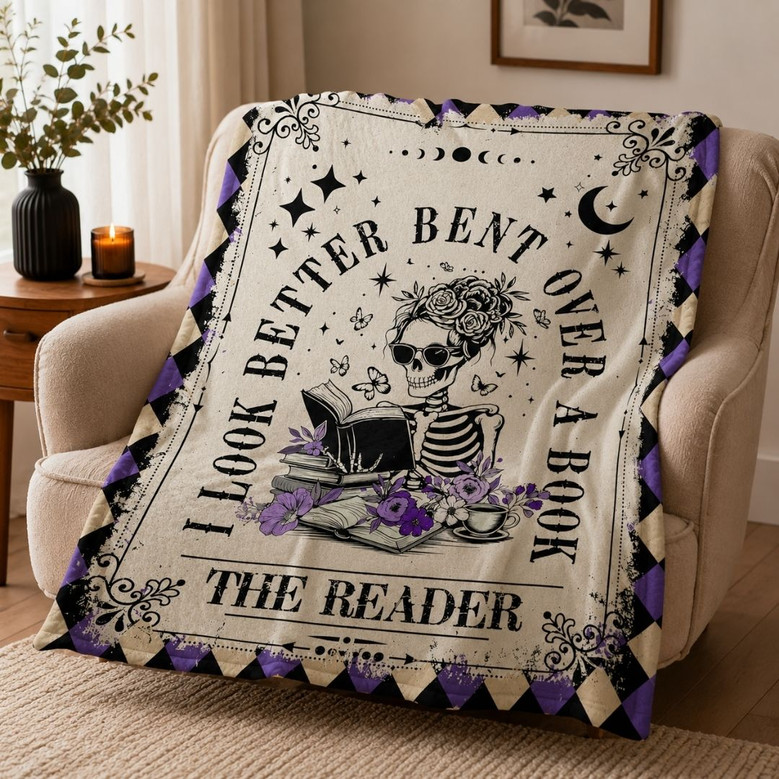 Spicy Reader Blanket - Gothic Skeleton Book Lover Gift