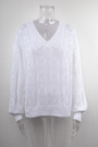 Autumn New Solid Color Heart Pattern Knitted Stretch V-Neck Stylish Sweater
