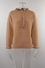 Autumn New Solid Color Stretch Frill Trim Stylish Sweater