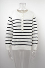 Autumn New Stretch Buttons Decor Stylish Striped Knits