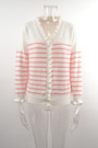 Autumn New Two Colors Stretch V-Neck Single-Breasted Frill Trim Stylish Striped Knits