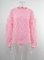 Autumn Winter New Solid Color Stretch Knitted Tassels Sleeve Stylish Sweater