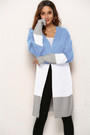 Contrast Color New Stylish Autumn Casual Simple Mid-Length Knitting Cardigan