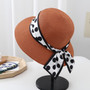 One Pc Summer Fashion 8 Colors Polka Dot Ribbon Decor Beach Elegant Sun Protection Outdoor Straw Hat 56-58Cm