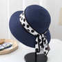 One Pc Summer Fashion 8 Colors Polka Dot Ribbon Decor Beach Elegant Sun Protection Outdoor Straw Hat 56-58Cm
