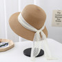 One Pc Summer New 5 Colors Lace Decor Beach All-Matched Vacation Style Shaded Outdoor Straw Hat 56-58Cm