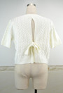 Solid Color Stretch Knitted Back Knotbow Hollow Stylish Tops