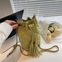 Stylish New Four Colors Quilted Drawstring Tassels Metal Chain Adjustable Crossbody Bag 14Cm(L)* 10Cm(W)* 20Cm(H)