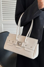 Stylish New Four Colors Stone Pattern Metal Heart Decor Magnetic Button Shoulder Bag 28Cm(L)* 9.5Cm(W)* 13.5Cm(H)