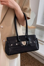 Stylish New Four Colors Stone Pattern Metal Heart Decor Magnetic Button Shoulder Bag 28Cm(L)* 9.5Cm(W)* 13.5Cm(H)