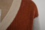 Winter New Contrast Color Knitted Stretch V-Neck Single-Breasted Stylish Sweater 2#