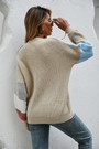 Winter New Contrast Color Knitted Stretch V-Neck Single-Breasted Stylish Sweater 2#