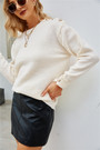 Winter New Solid Color Knitted Stretch Button Decor Stylish Sweater