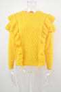 Winter New Solid Color Knitted Stretch Ruffle Stylish Trend Sweater