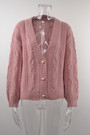 Winter New Solid Color Stretch Knitted V-Neck Single-Breasted Stylish Sweater