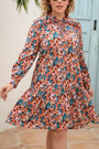 2Xl-5Xl Plus Size Early Autumn New Inelastic Multicolor Batch Printing Casual Midi Dress