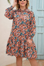 2Xl-5Xl Plus Size Early Autumn New Inelastic Multicolor Batch Printing Casual Midi Dress