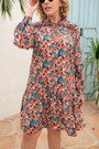2Xl-5Xl Plus Size Early Autumn New Inelastic Multicolor Batch Printing Casual Midi Dress