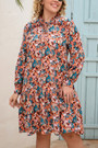 2Xl-5Xl Plus Size Early Autumn New Inelastic Multicolor Batch Printing Casual Midi Dress