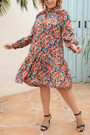 2Xl-5Xl Plus Size Early Autumn New Inelastic Multicolor Batch Printing Casual Midi Dress