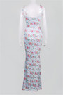 Autumn New Floral Print Stretch Sling Lace-Up Back Zip-Up Stylish Elegant Dress