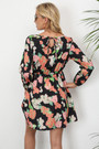 Autumn New Plus Size All Over Floral Printing Inelastic Lace-Up Back Stylish Casual Pastoral Style Mini Dress (Without Belt) 1#