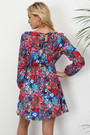 Autumn New Plus Size All Over Floral Printing Inelastic Lace-Up Back Stylish Casual Pastoral Style Mini Dress (Without Belt) 3#