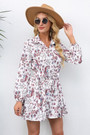 Autumn New Plus Size Batch Printing Inelastic Turndown Collar Single-Breasted Casual Stylish Mini Dress With Belt