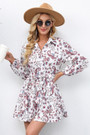 Autumn New Plus Size Batch Printing Inelastic Turndown Collar Single-Breasted Casual Stylish Mini Dress With Belt