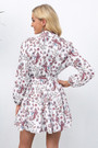 Autumn New Plus Size Batch Printing Inelastic Turndown Collar Single-Breasted Casual Stylish Mini Dress With Belt