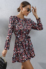 Autumn New Plus Size Floral Printing Inelastic Casual Minimalist Mini Dress With Belt