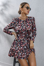 Autumn New Plus Size Floral Printing Inelastic Casual Minimalist Mini Dress With Belt