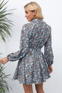 Autumn New Plus Size Floral Printing Inelastic Turndown Collar Single-Breasted Casual Pastoral Style Mini Dress With Belt