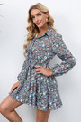 Autumn New Plus Size Floral Printing Inelastic Turndown Collar Single-Breasted Casual Pastoral Style Mini Dress With Belt