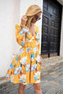 Autumn New Plus Size Flower Batch Printing Stretch V-Neck Stylish Pastoral Style Mini Dress