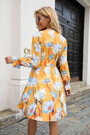 Autumn New Plus Size Flower Batch Printing Stretch V-Neck Stylish Pastoral Style Mini Dress
