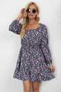 Autumn New Plus Size Three Colors Floral Printing Inelastic Ruffle Stylish Sweet Pastoral Style Mini Dress