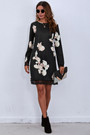 Autumn New Stylish Batch Printing Stretch Patchwork Lace Casual Mini Dress