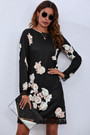 Autumn New Stylish Batch Printing Stretch Patchwork Lace Casual Mini Dress