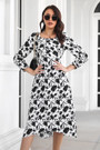 Autumn New Stylish Inelastic Batch Printing Irregular Loose Casual Midi Dress