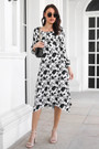 Autumn New Stylish Inelastic Batch Printing Irregular Loose Casual Midi Dress